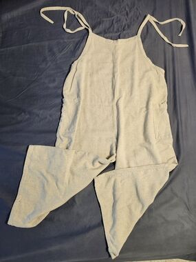 Hunter & Brown Relaxed Tie-Strap Jumpsuit in Light Beige